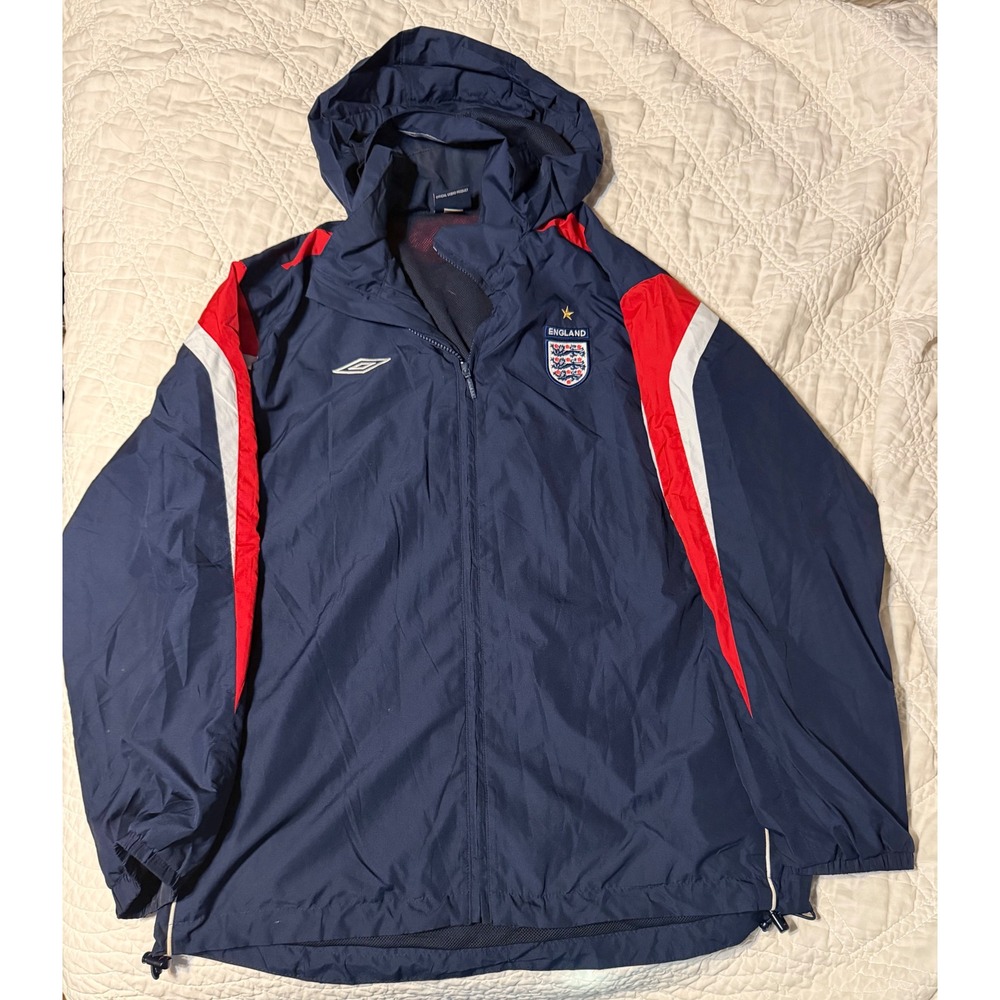Umbro Windbreaker Jacket Mens Large Blue England National Team Soccer Full Zip